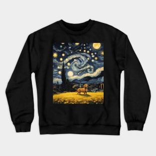 Starry Night Dachshund  Dog , Van Gogh Dachshund Art Crewneck Sweatshirt